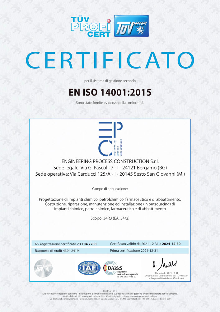 epc certificazione 14001